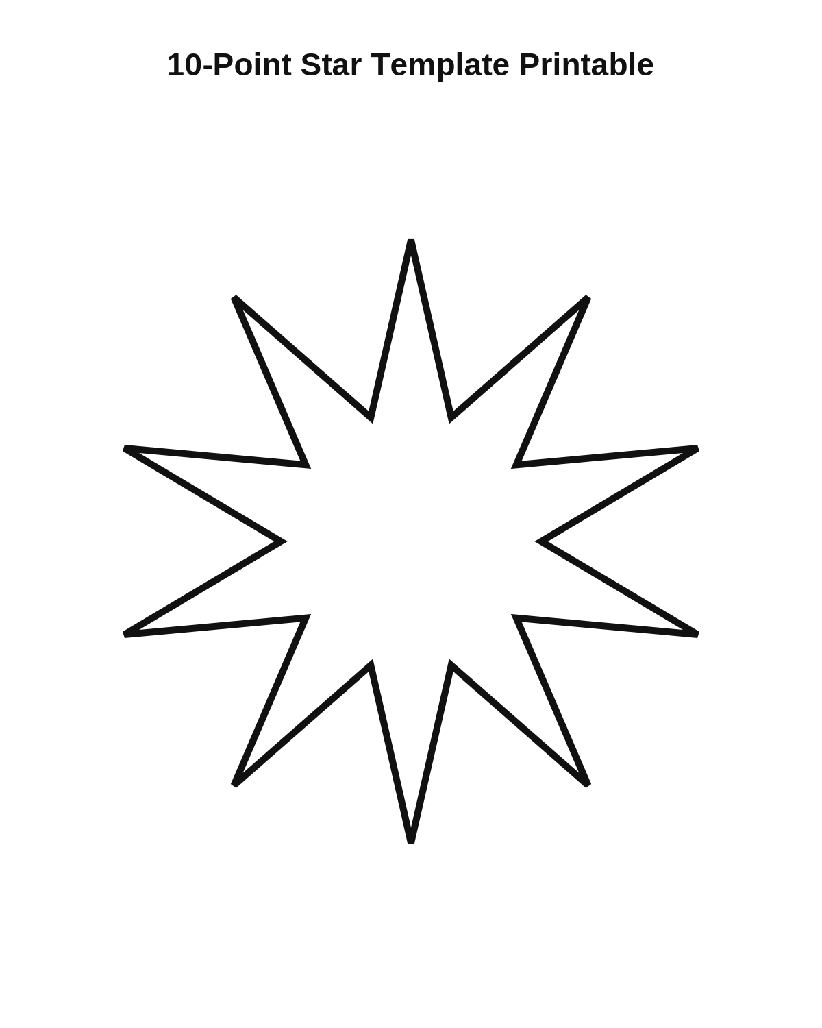 10-Point Star Template Printable