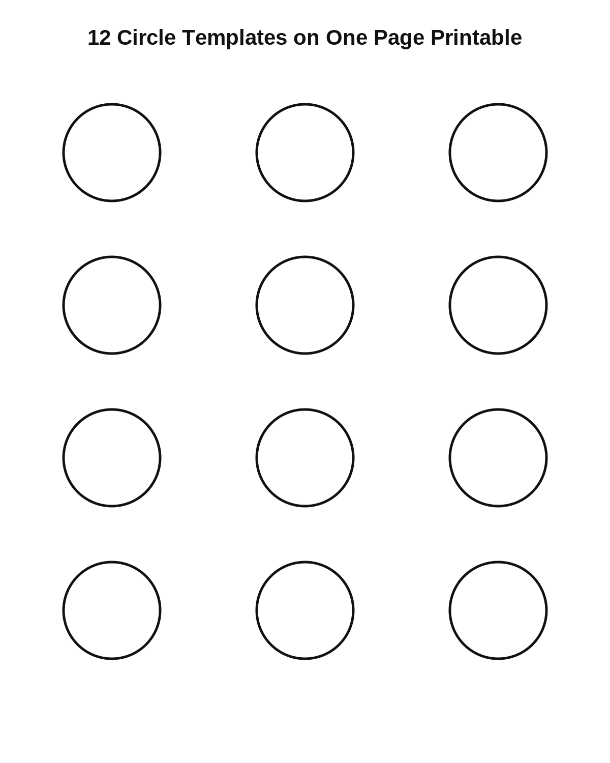 12 Circle Templates on One Page Printable
