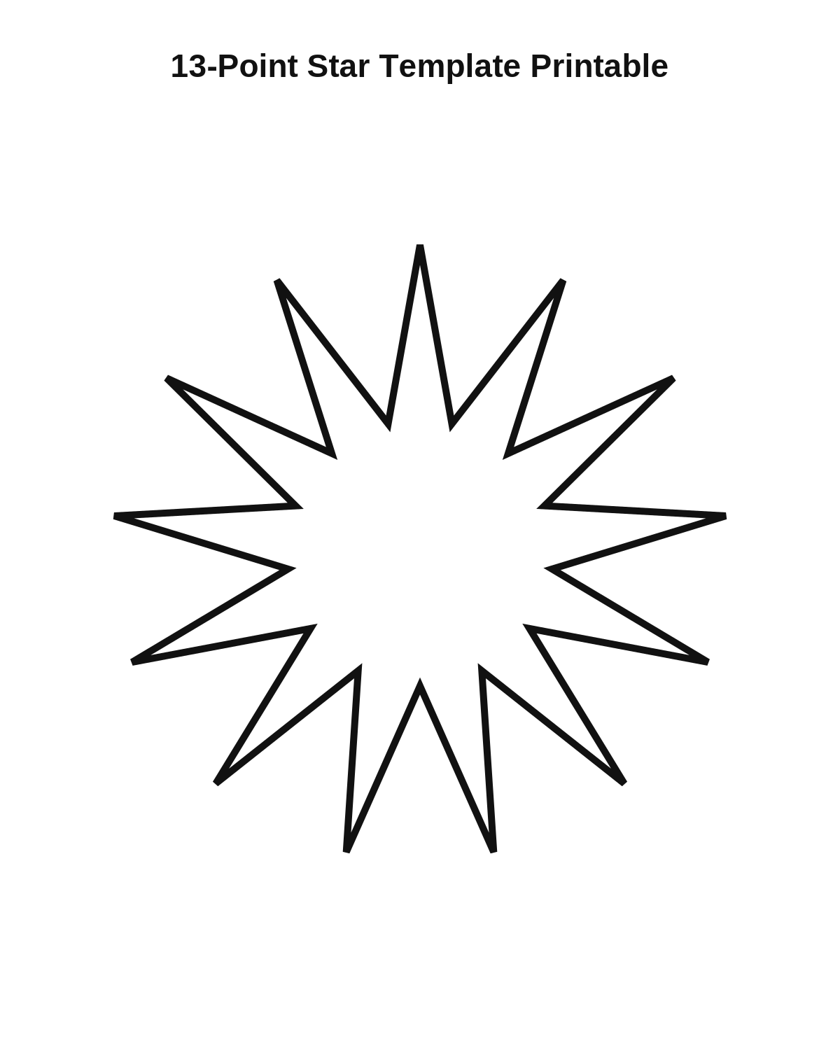 13-Point Star Template Printable
