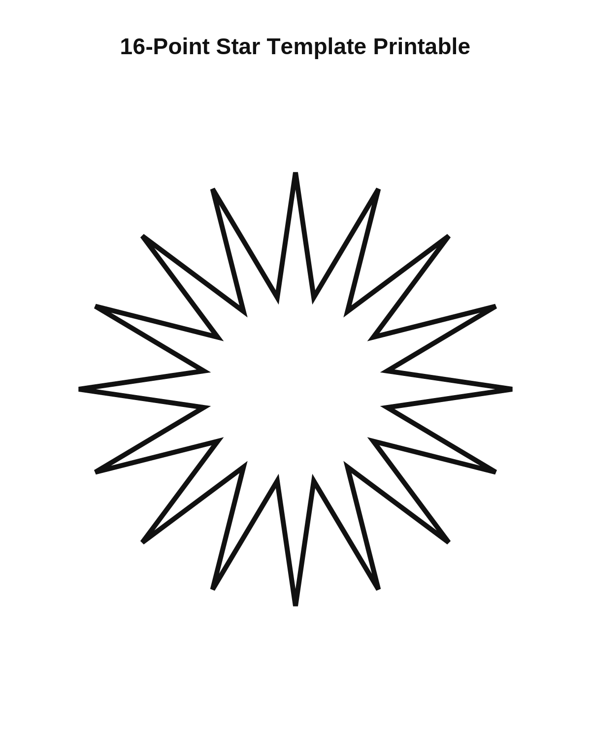 16-Point Star Template Printable