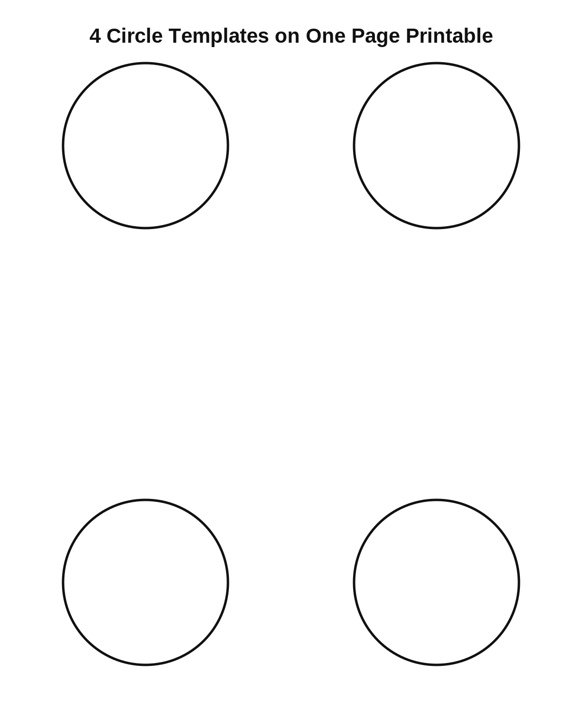 4 Circle Templates on One Page Printable
