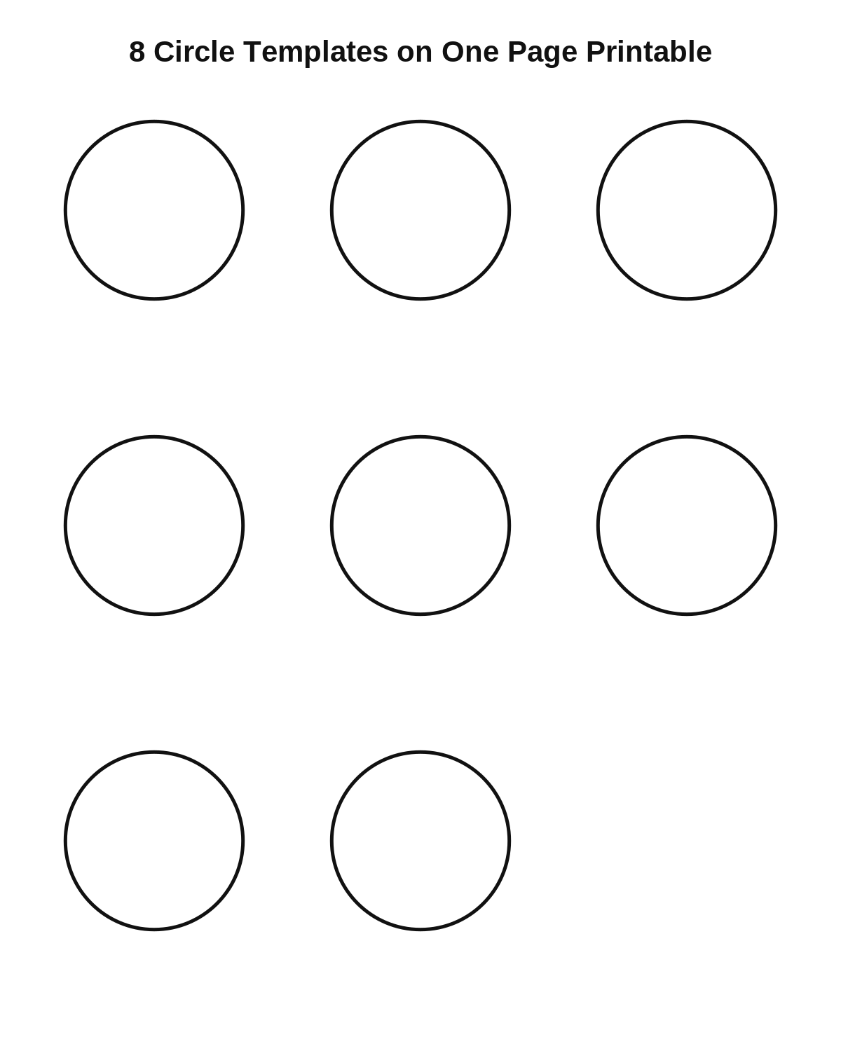 8 Circle Templates on One Page Printable