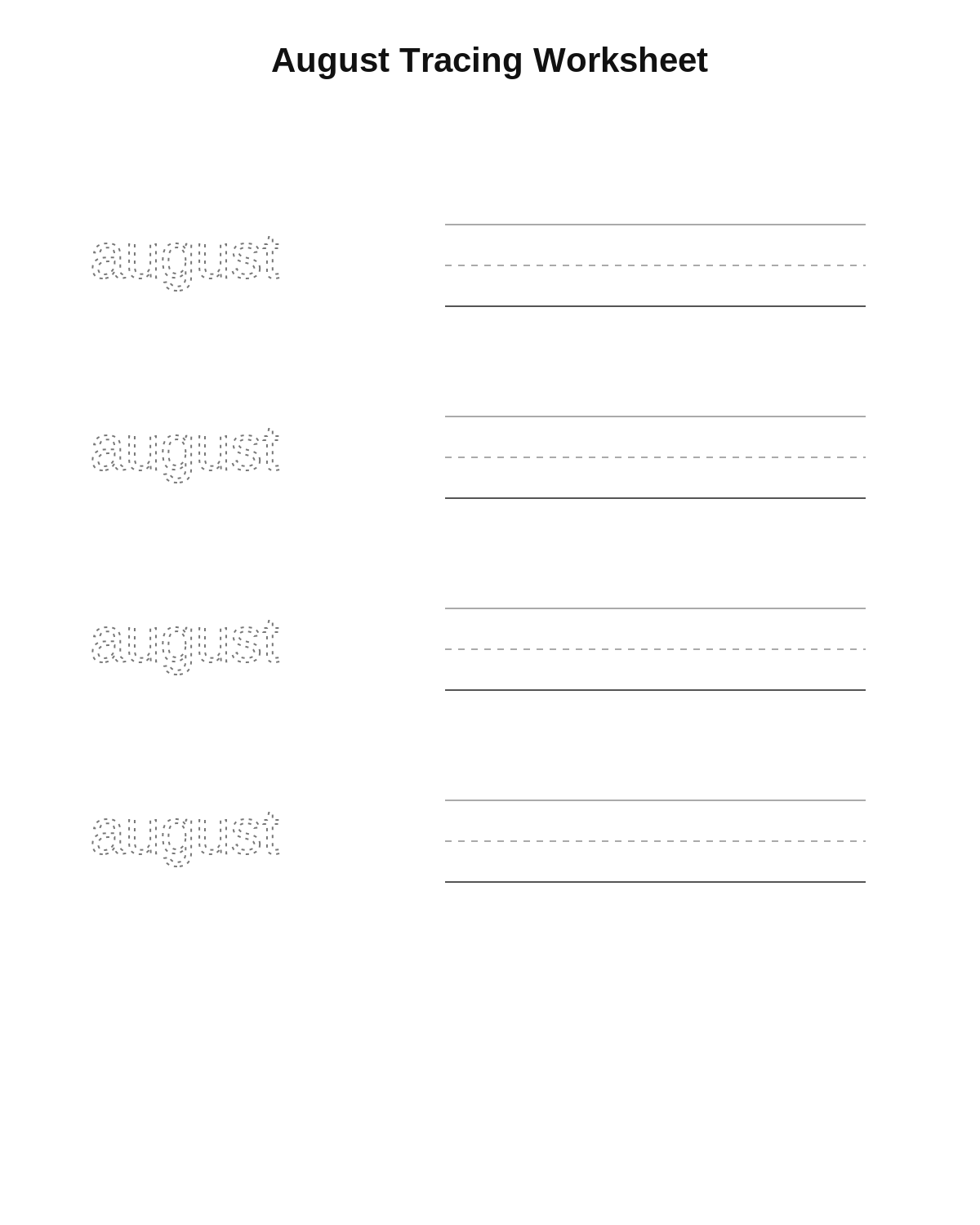 August Tracing Worksheet