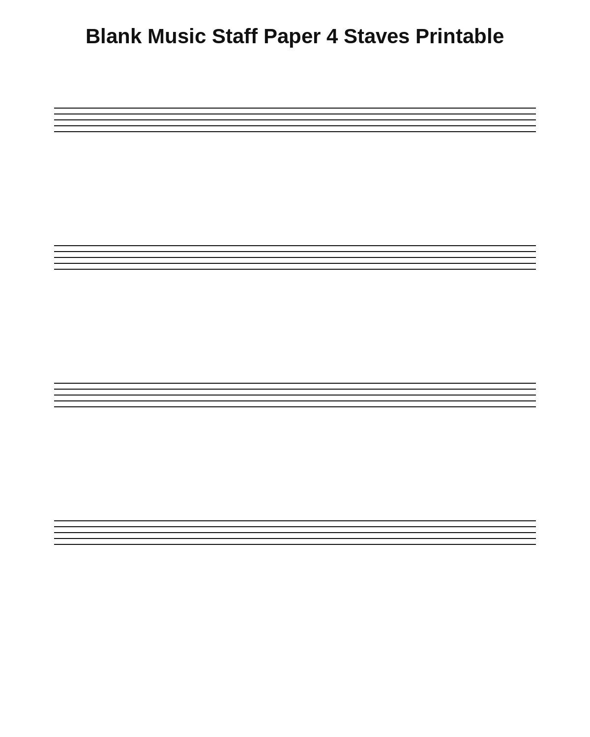 Blank Music Staff Paper 4 Staves Printable