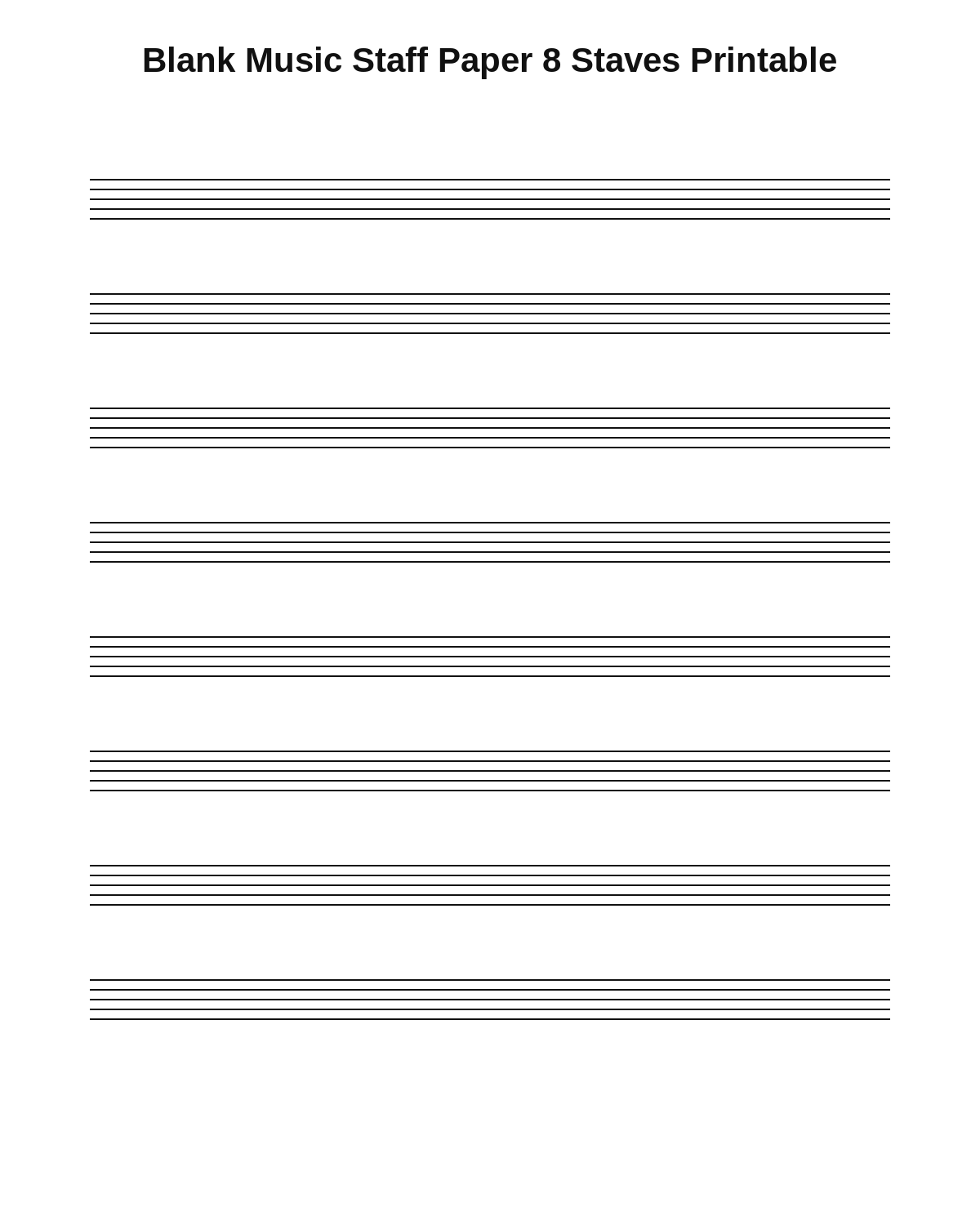 Blank Music Staff Paper 8 Staves Printable