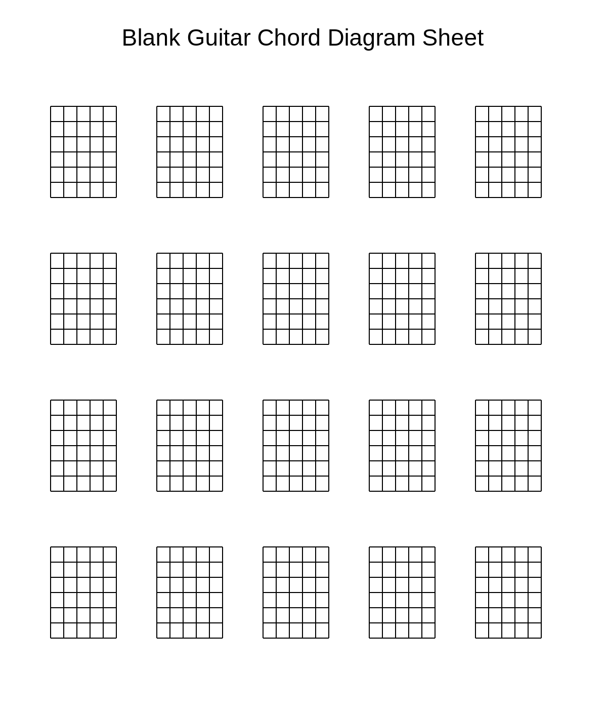Blank Guitar Chord Diagram Sheet