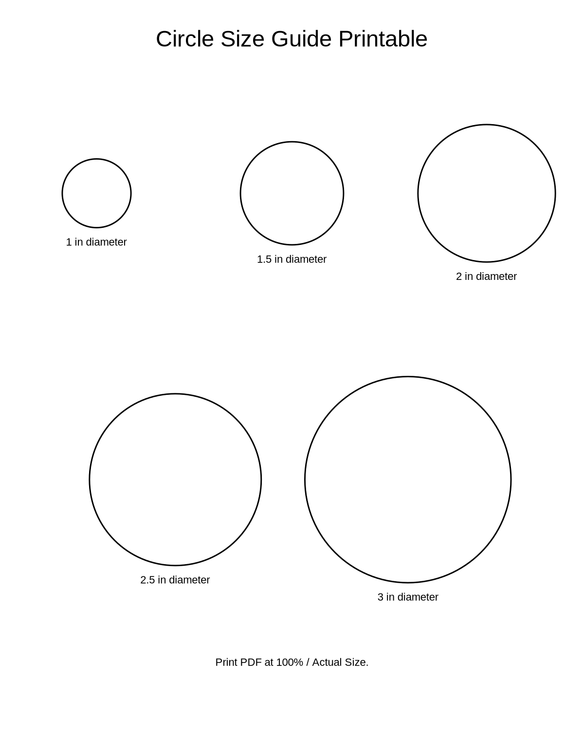 Circle Size Guide Printable