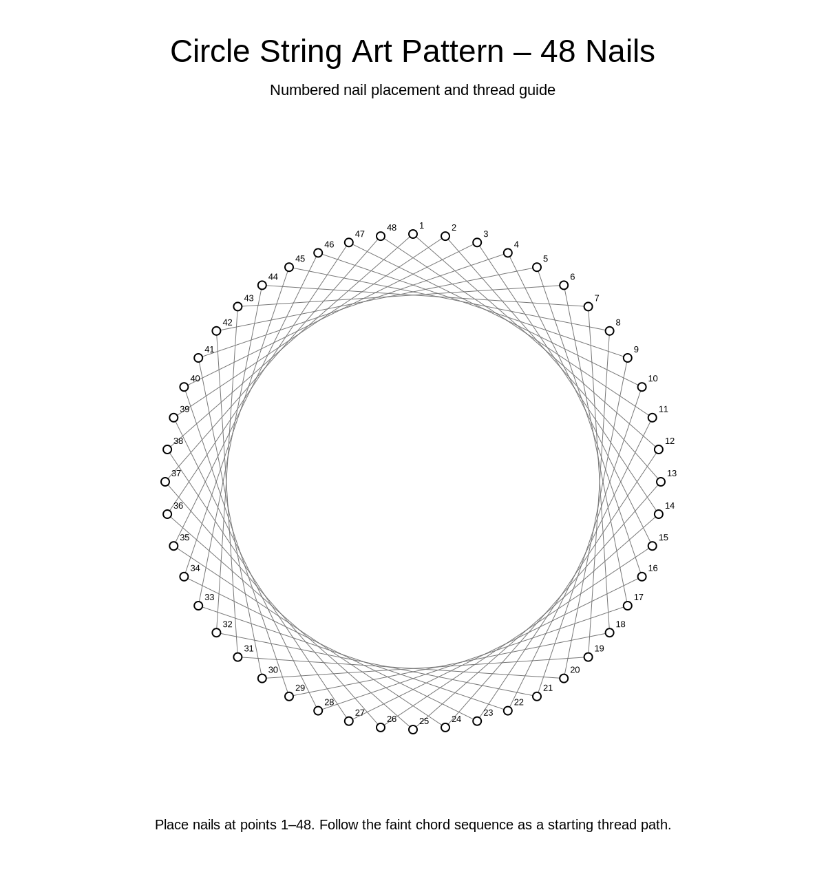 Circle String Art Pattern – 48 Nails