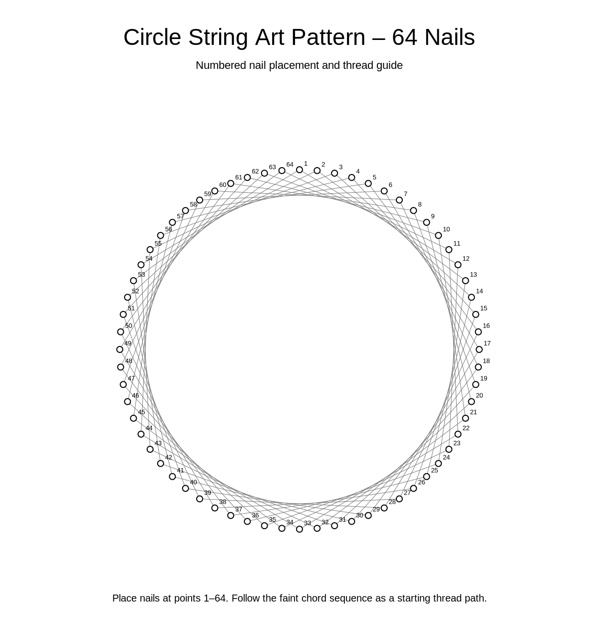 Circle String Art Pattern – 64 Nails