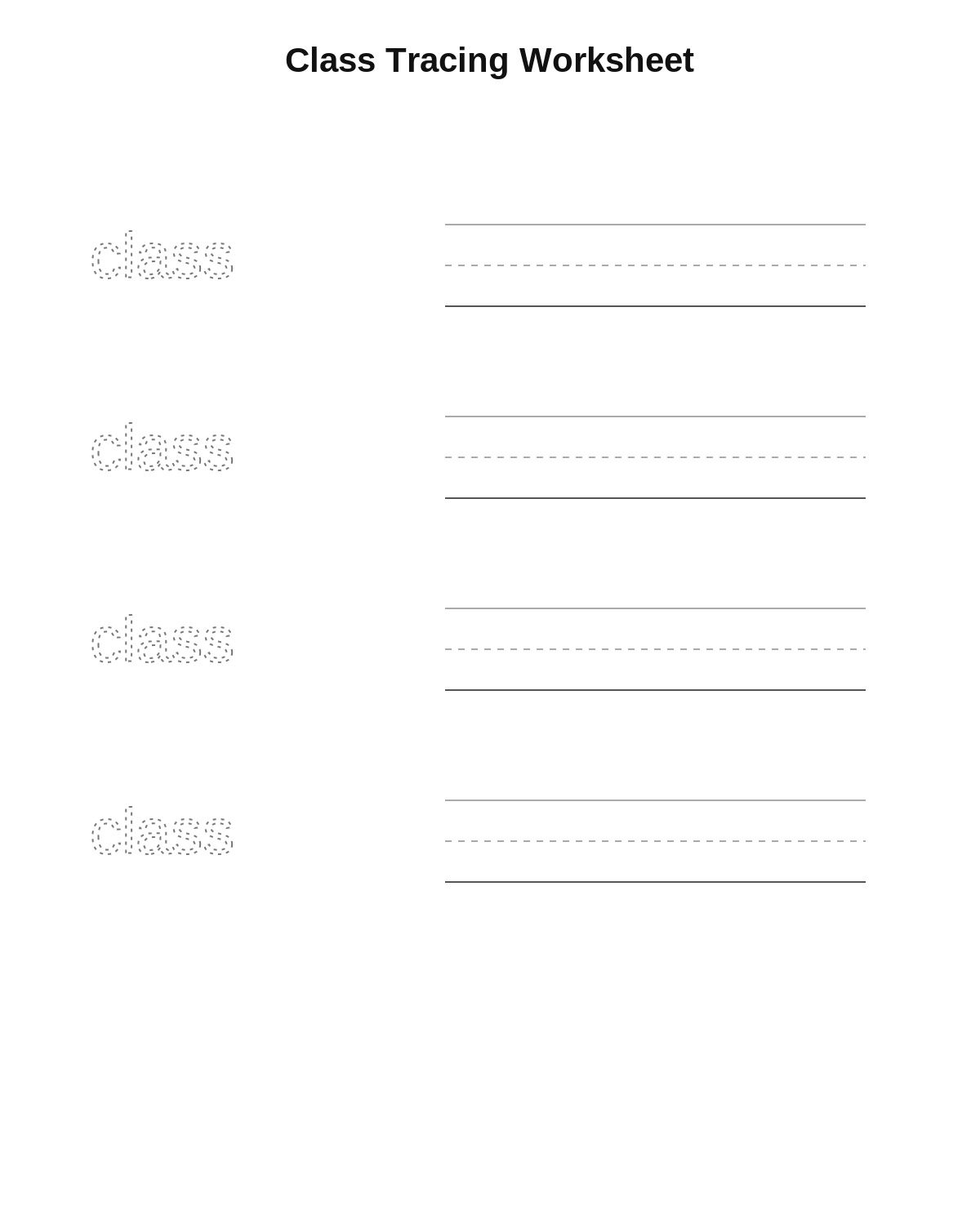 Class Tracing Worksheet