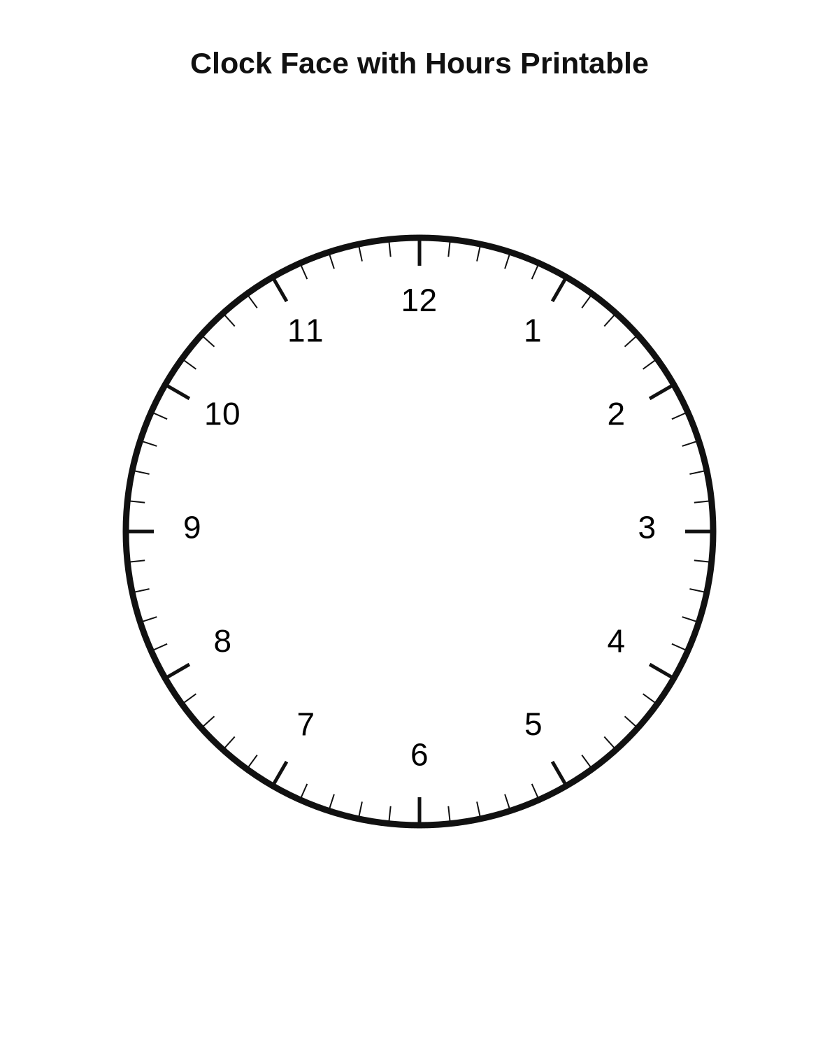 Clock Face with Hours Printable