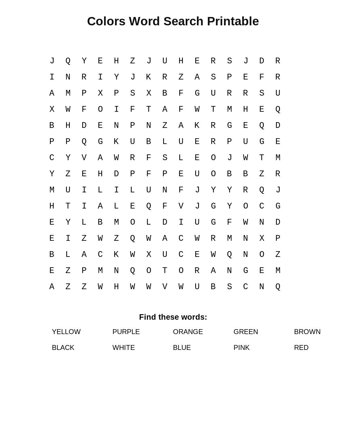 Colors Word Search Printable