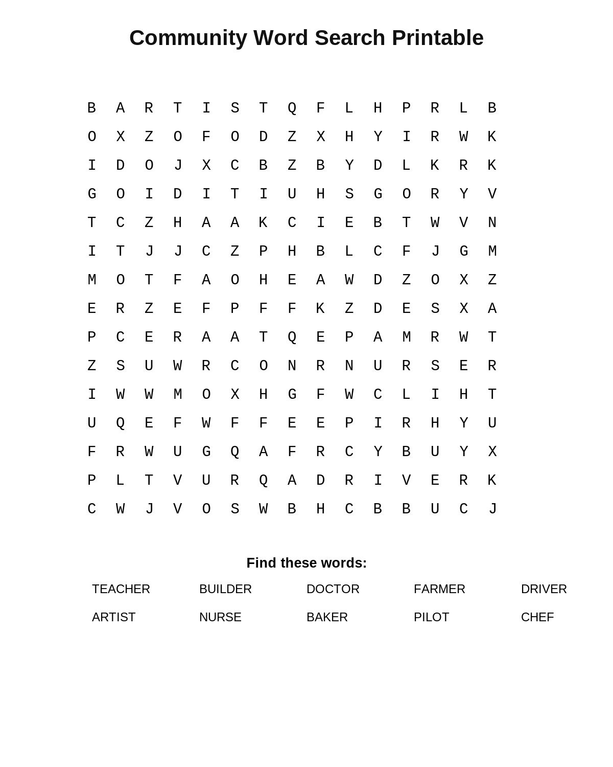 Community Word Search Printable