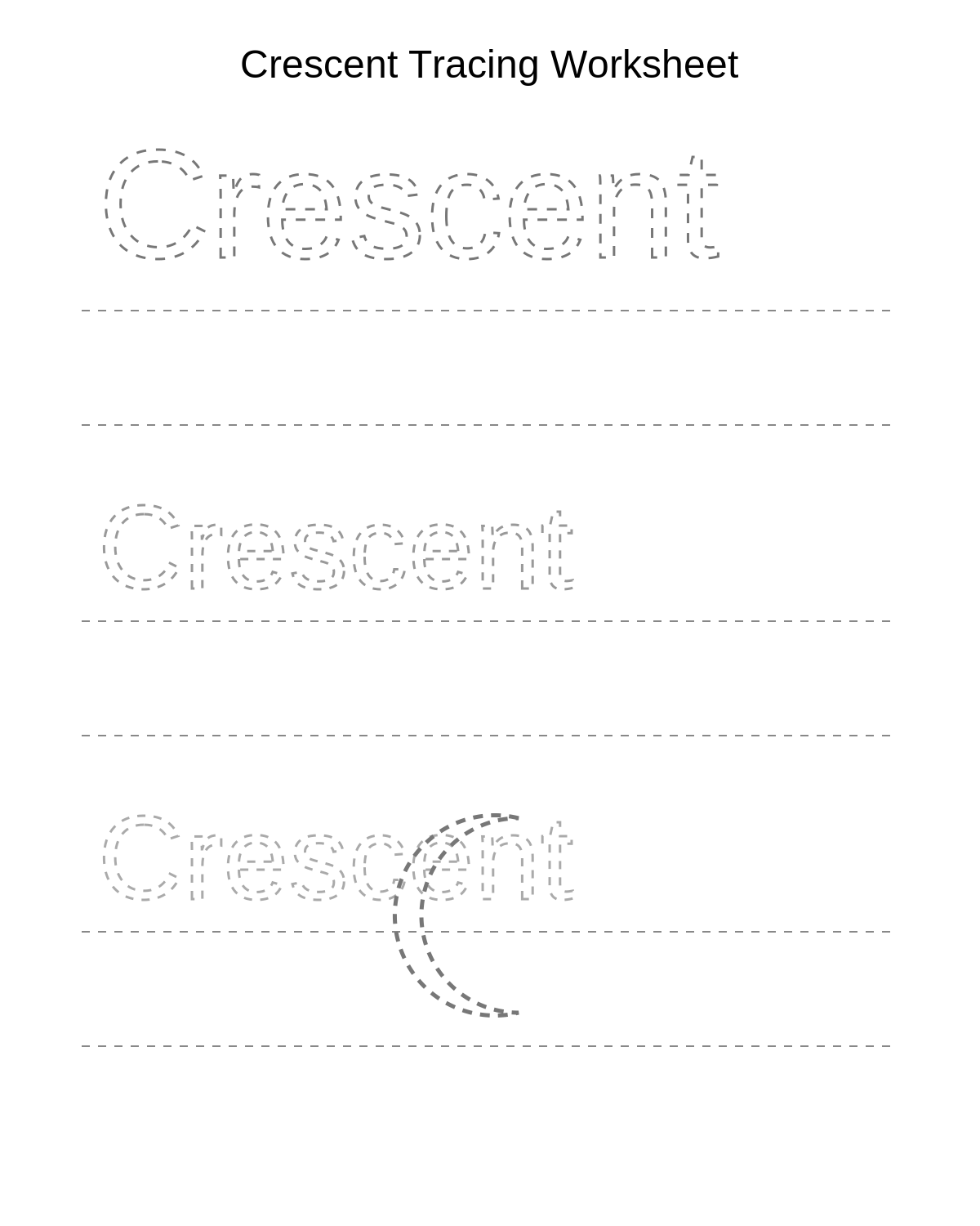 Crescent Tracing Worksheet