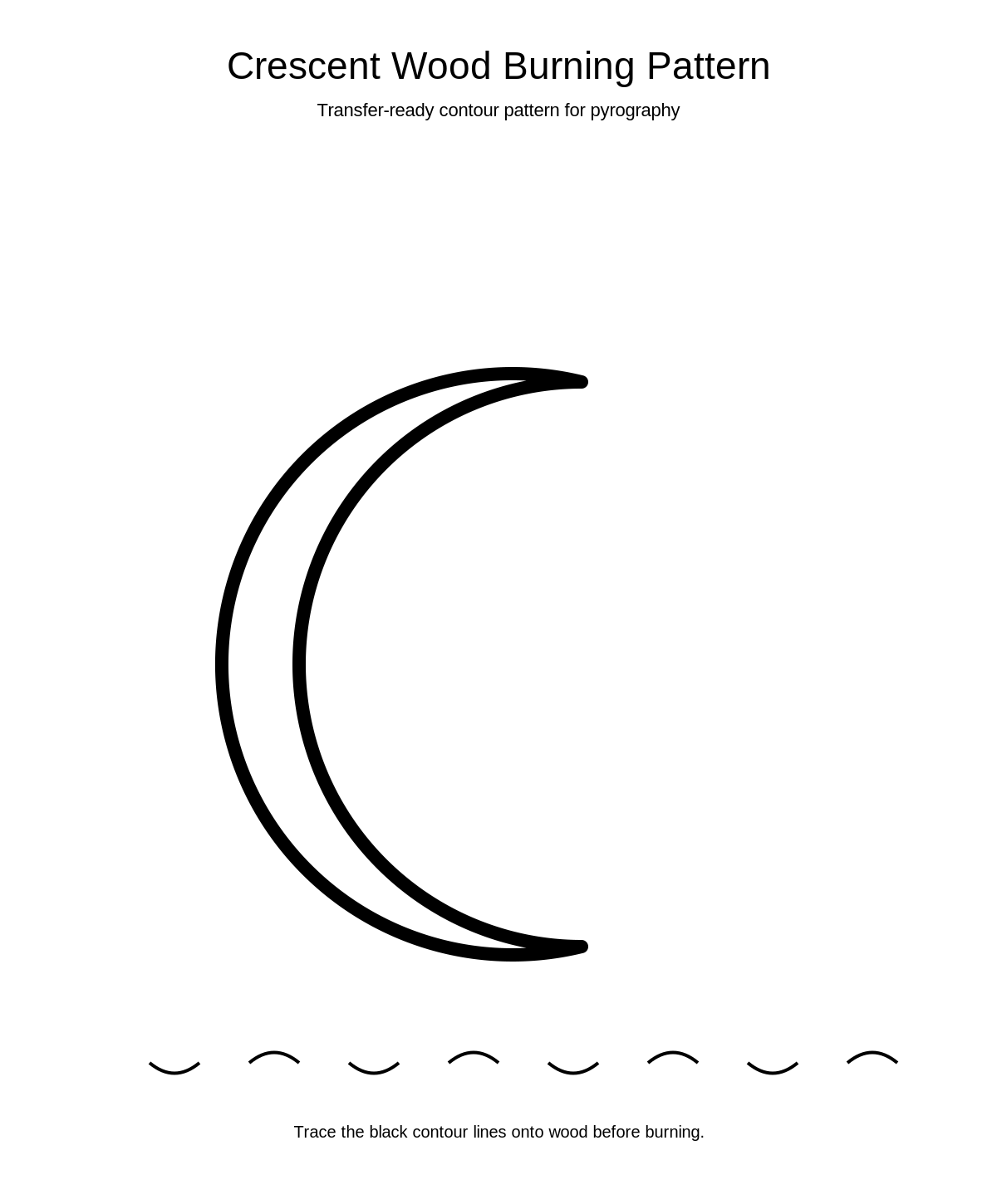 Crescent Wood Burning Pattern