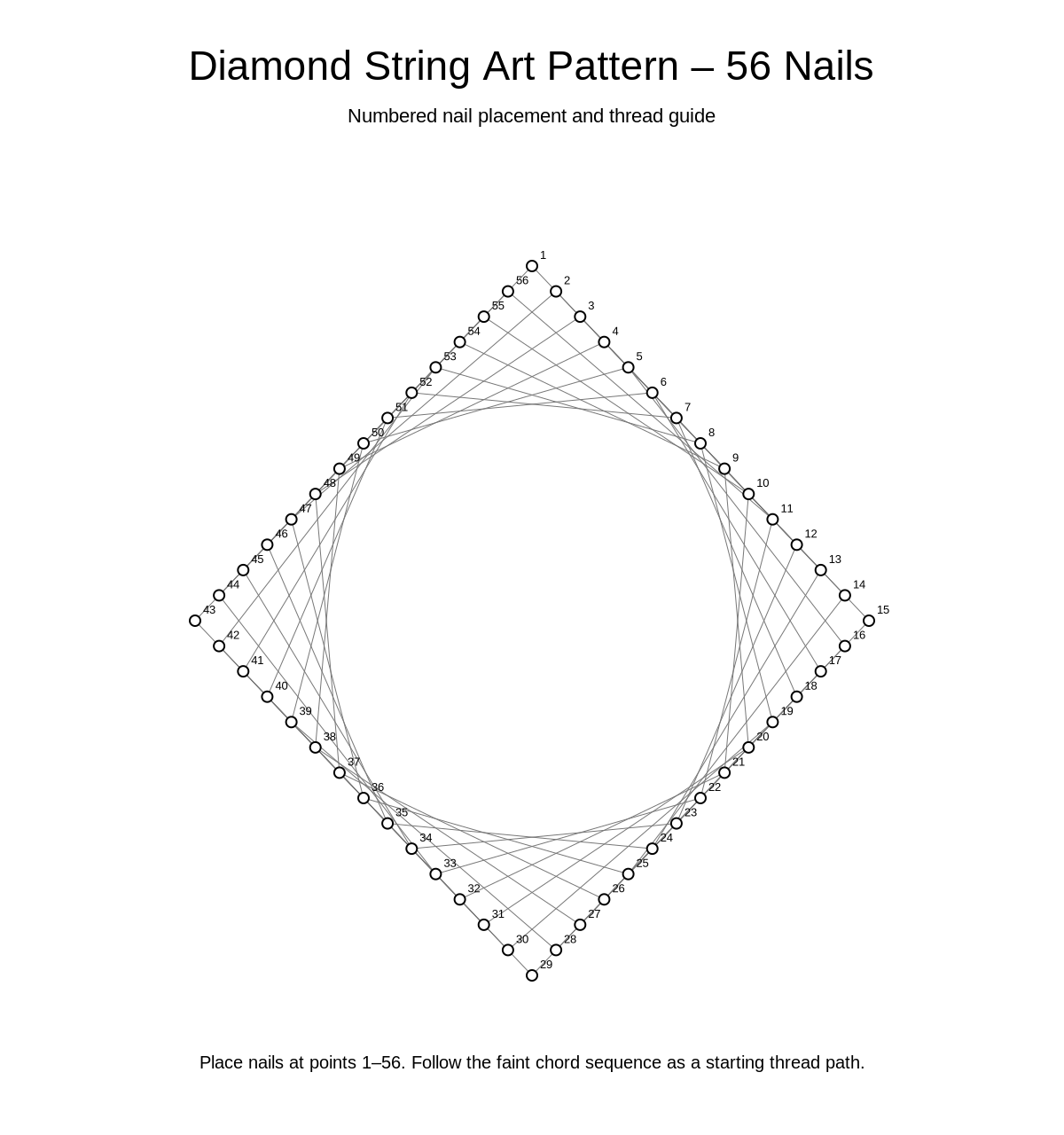 Diamond String Art Pattern – 56 Nails