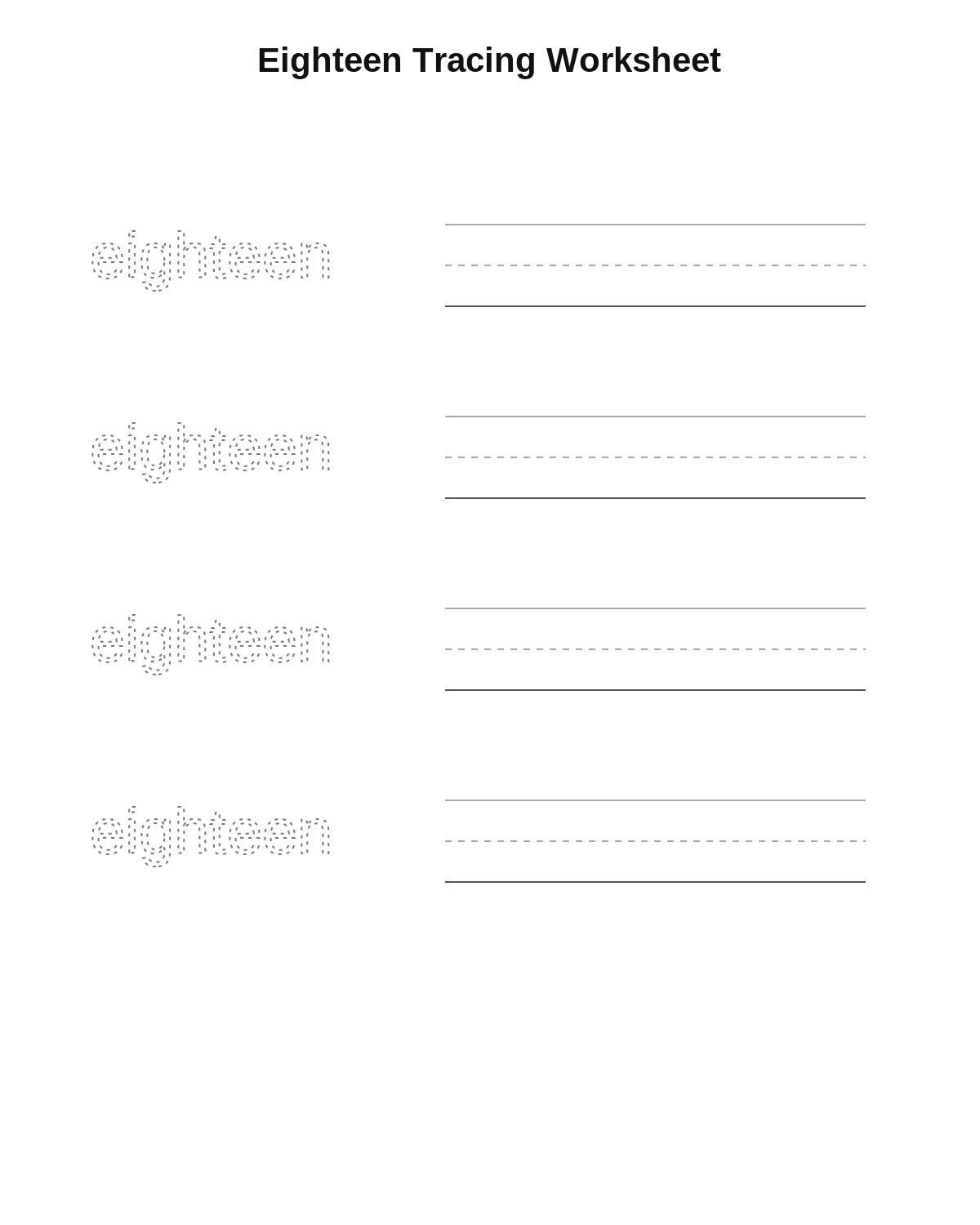 Eighteen Tracing Worksheet