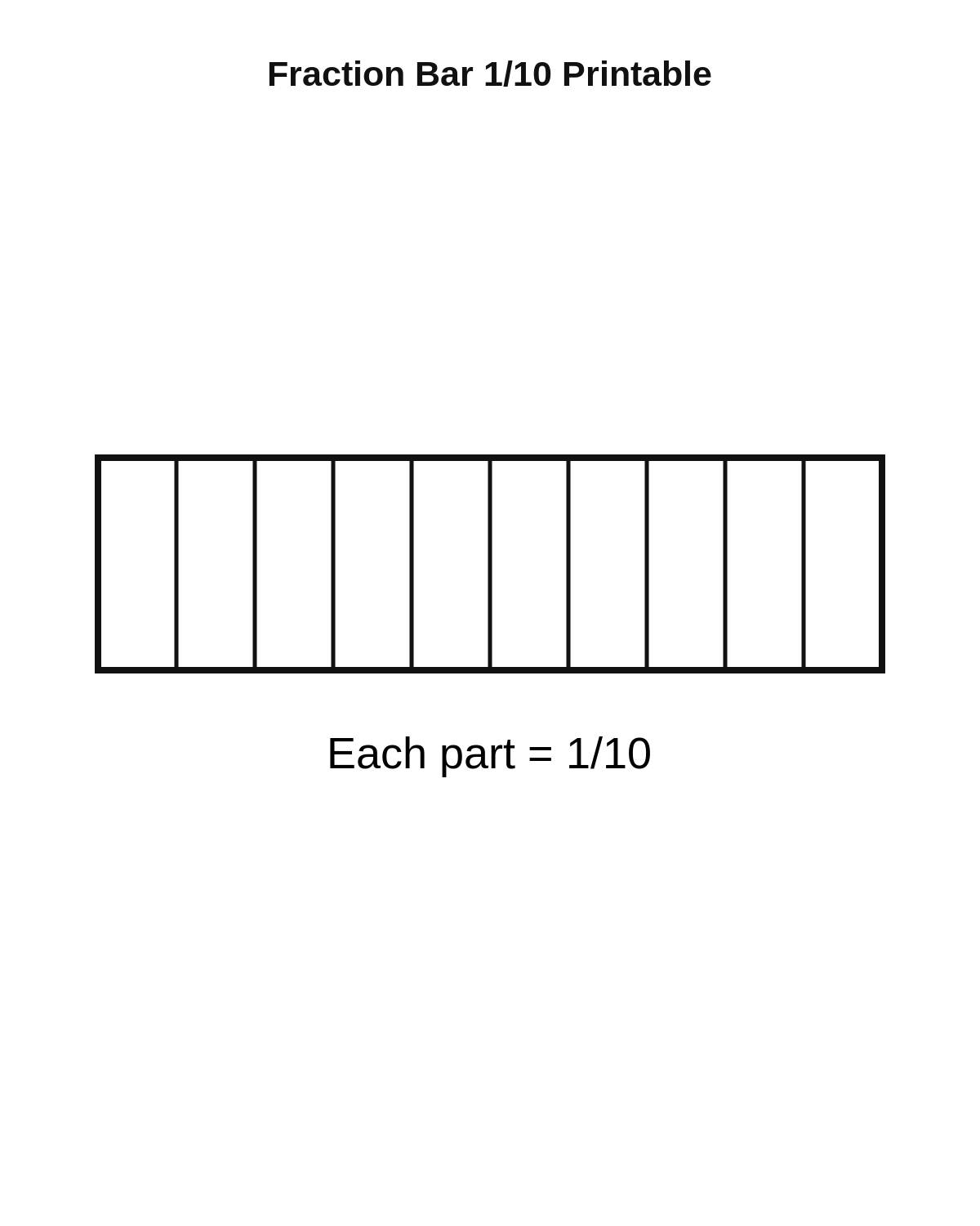 Fraction Bar 1/10 Printable