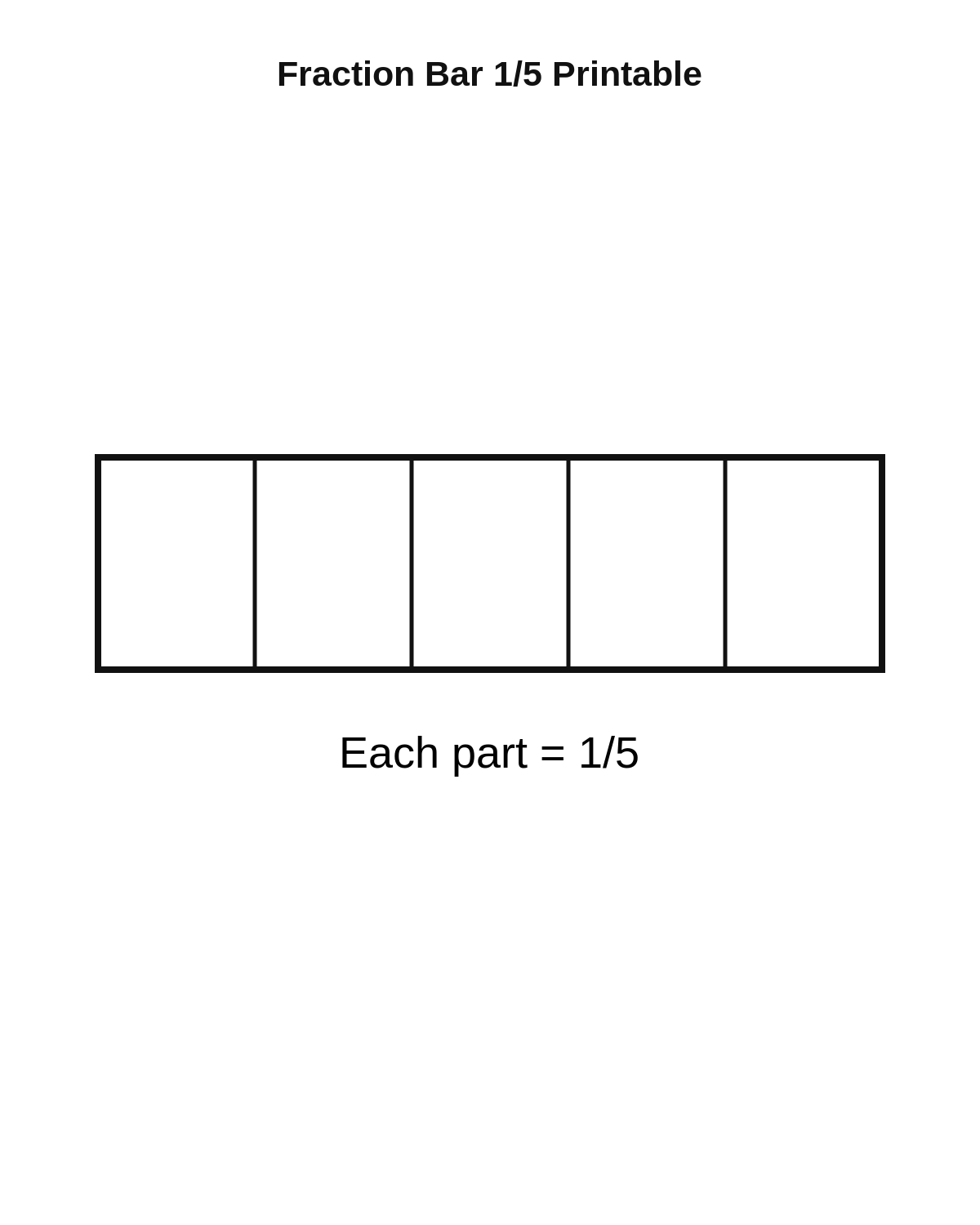 Fraction Bar 1/5 Printable