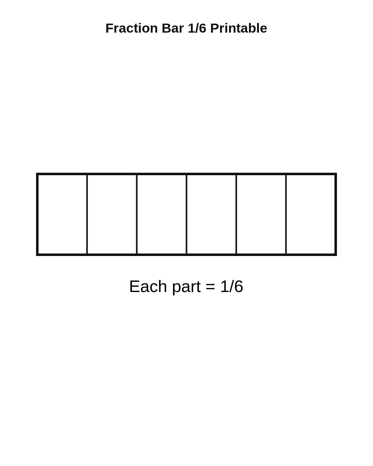 Fraction Bar 1/6 Printable