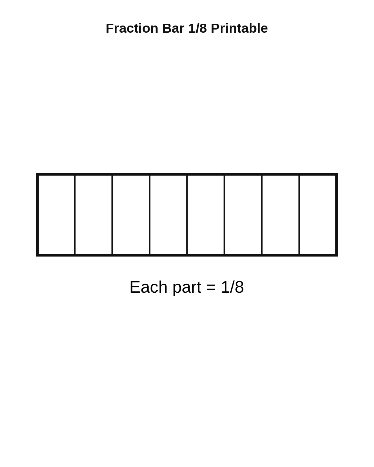 Fraction Bar 1/8 Printable