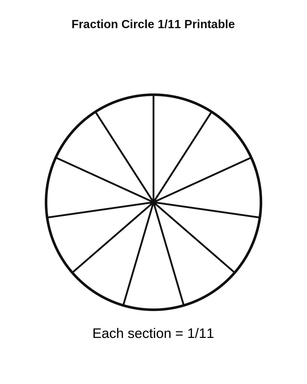 Fraction Circle 1/11 Printable