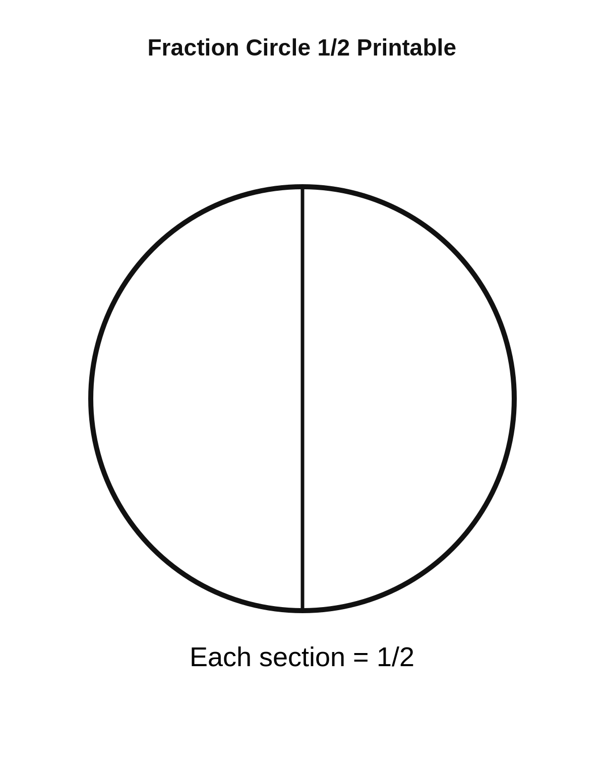 Fraction Circle 1/2 Printable