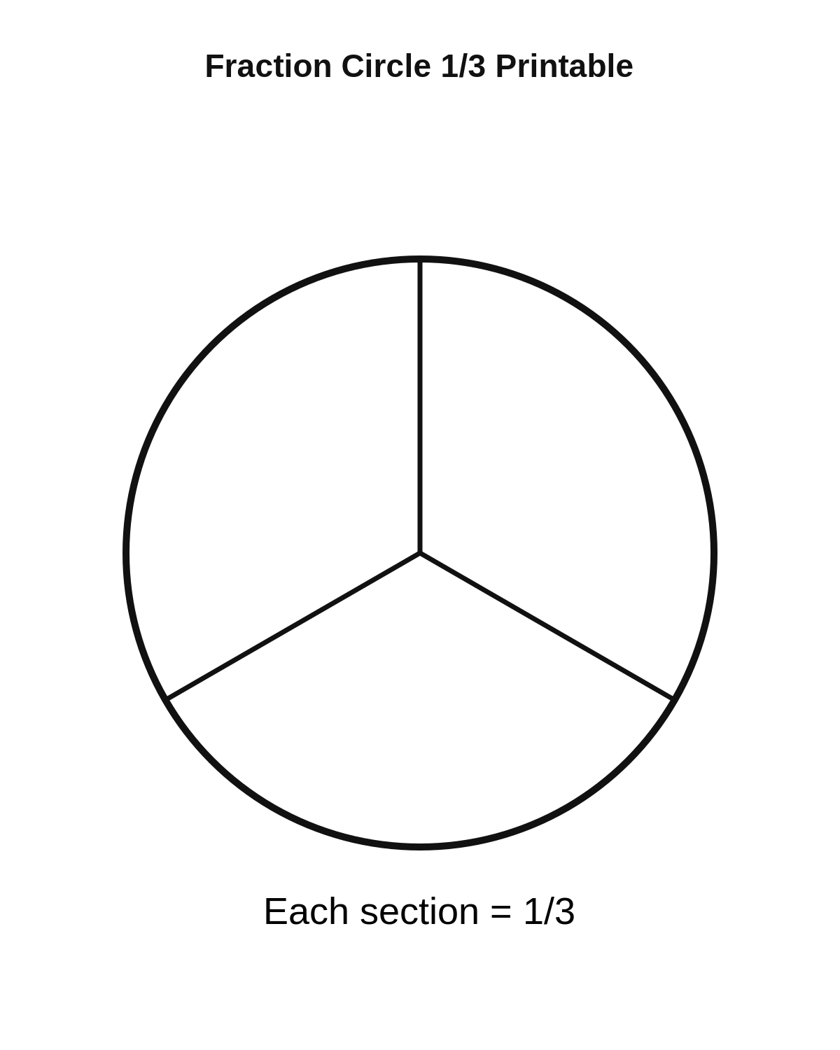 Fraction Circle 1/3 Printable