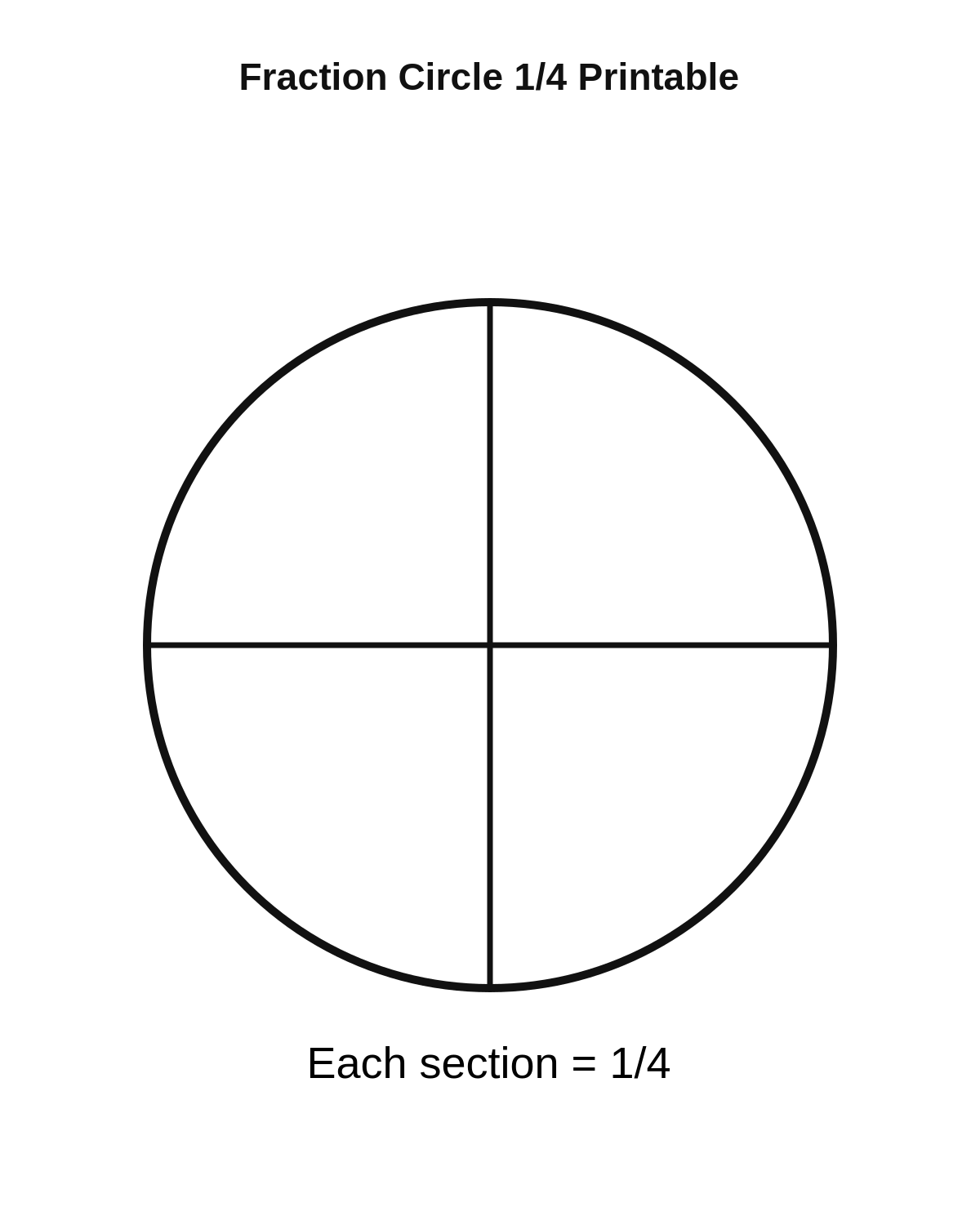 Fraction Circle 1/4 Printable