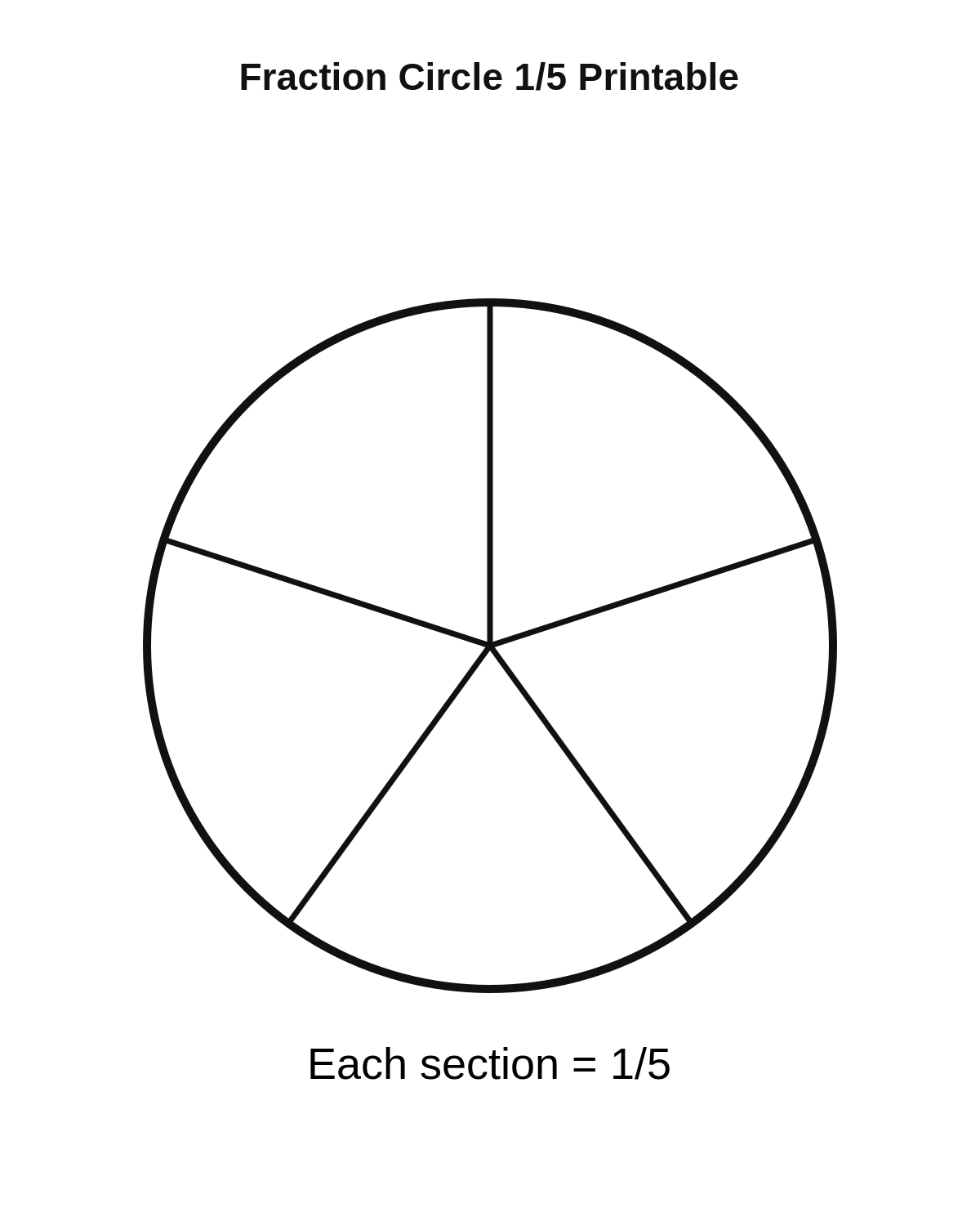 Fraction Circle 1/5 Printable