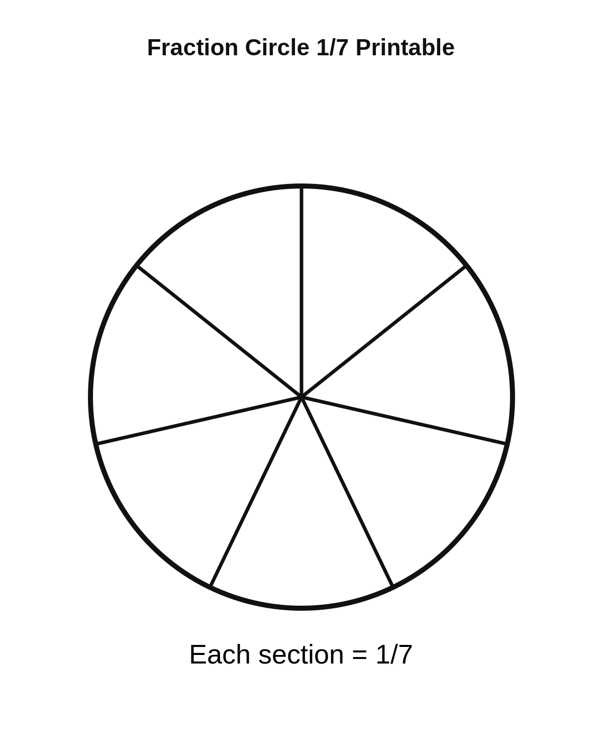 Fraction Circle 1/7 Printable