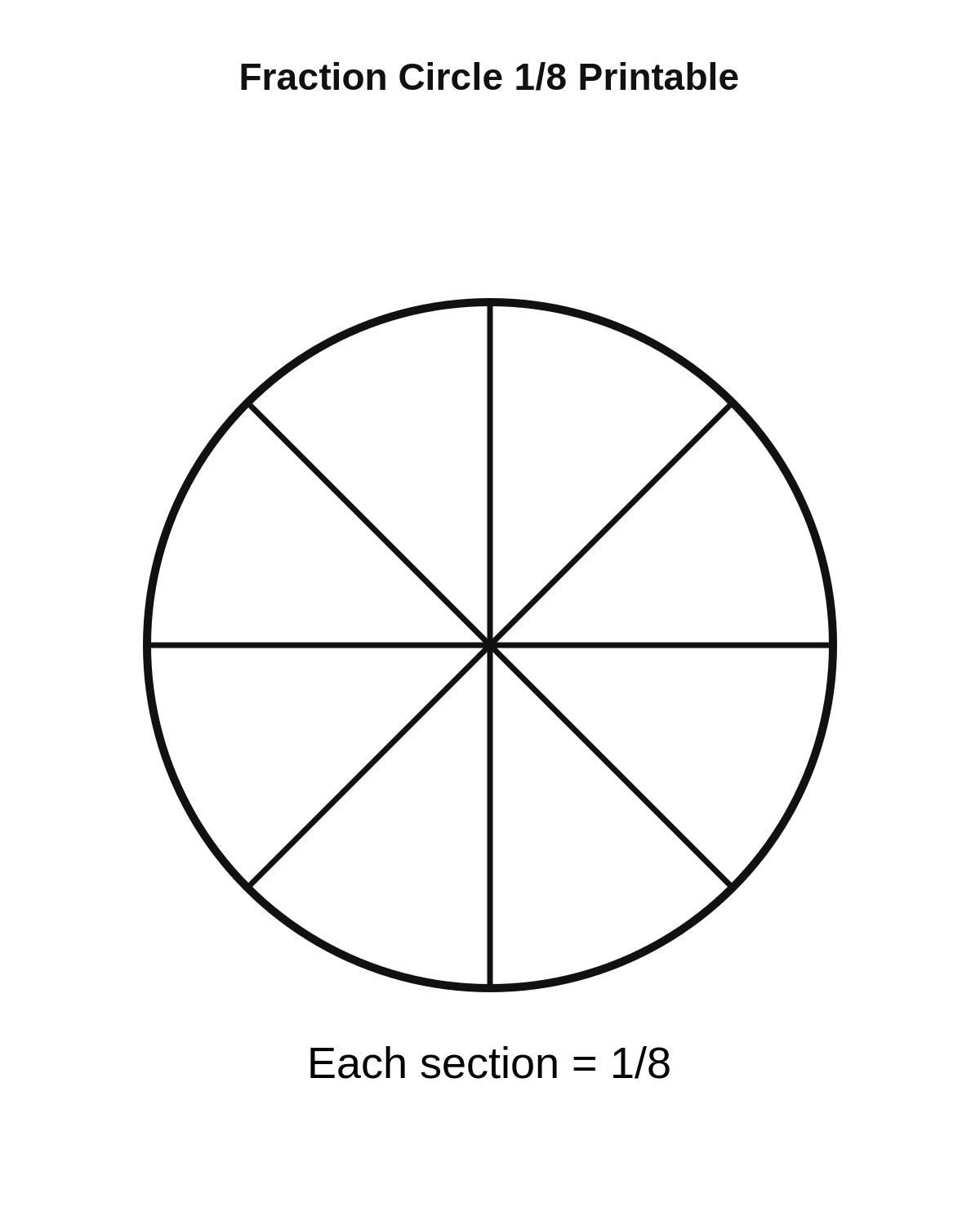 Fraction Circle 1/8 Printable