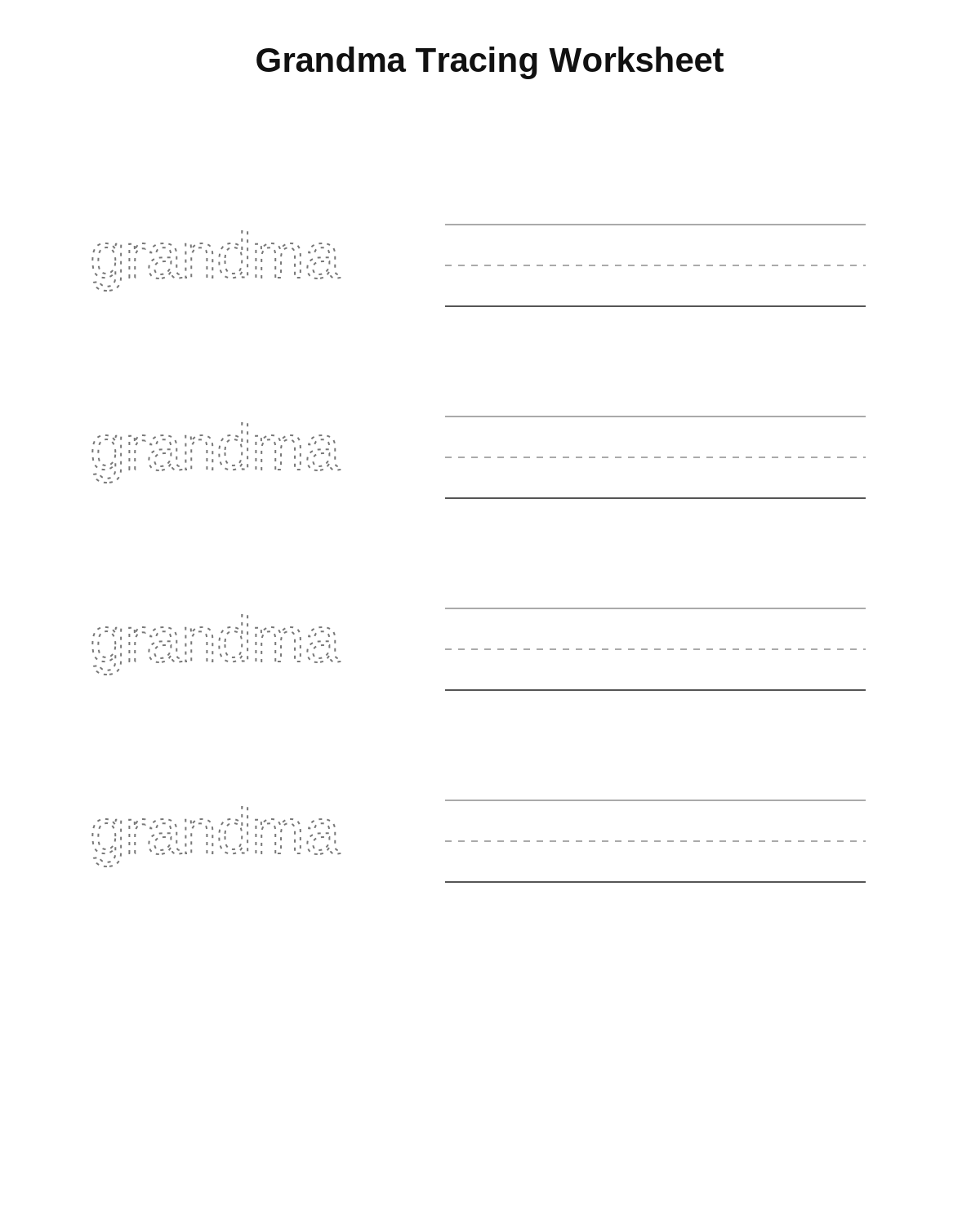 Grandma Tracing Worksheet