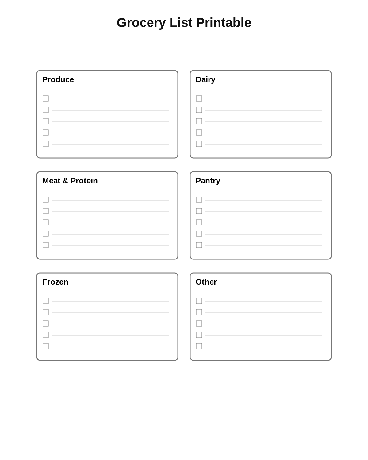 Grocery List Printable
