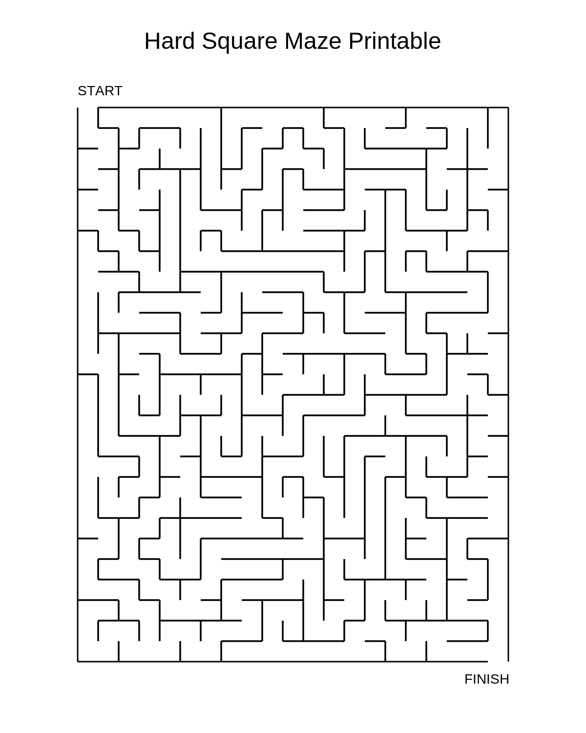 Hard Square Maze Printable