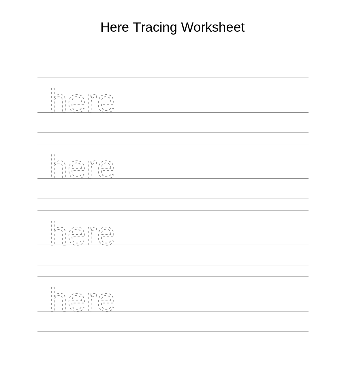 Here Tracing Worksheet