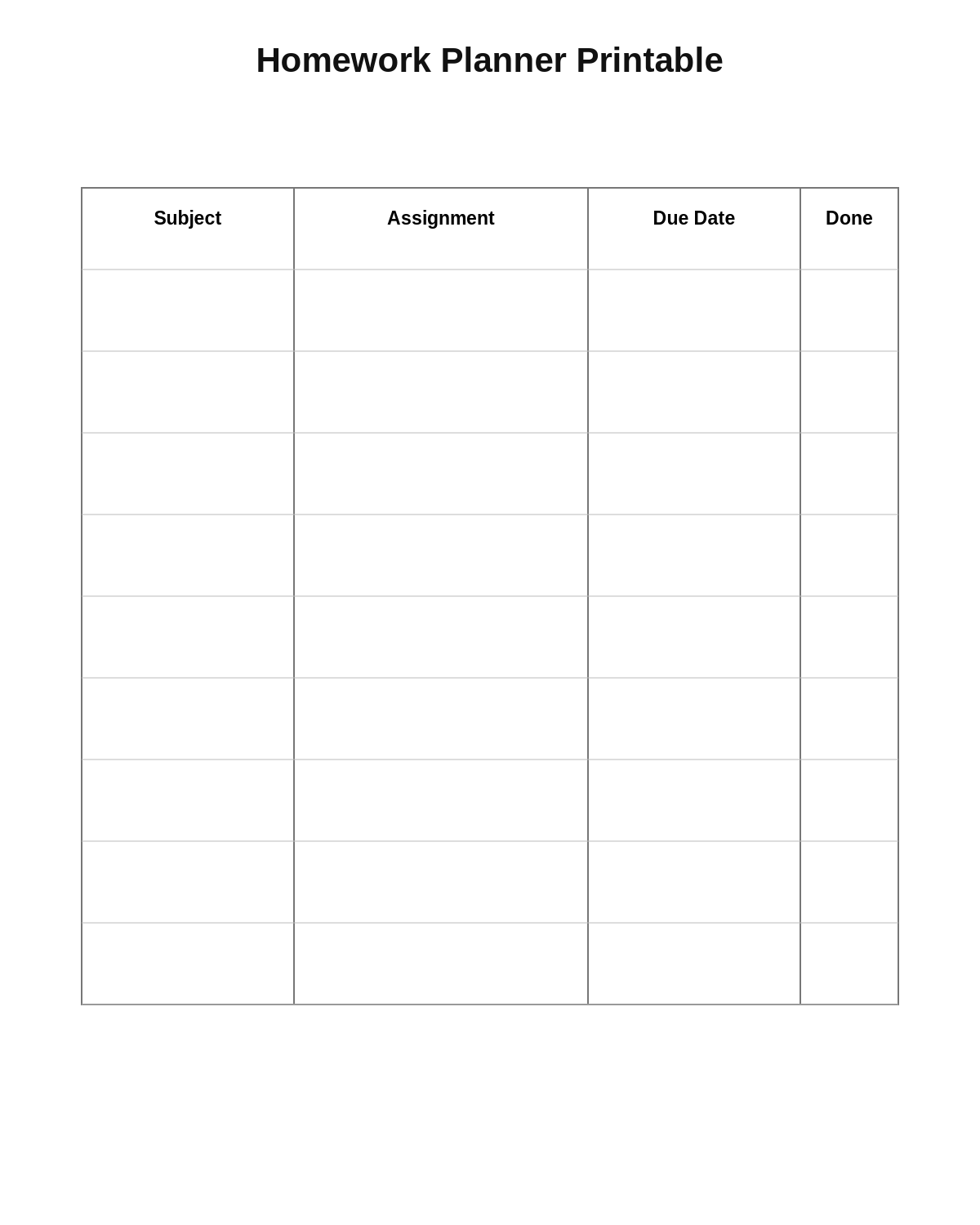 Homework Planner Printable