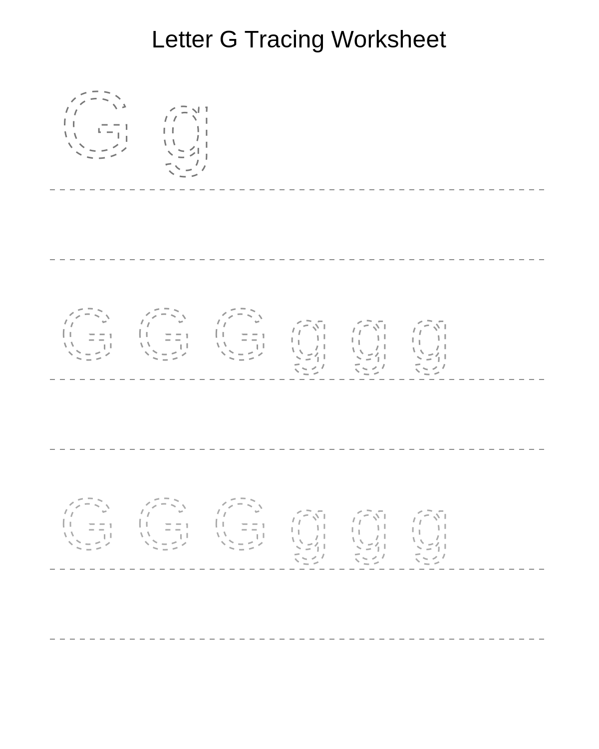 Letter G Tracing Worksheet
