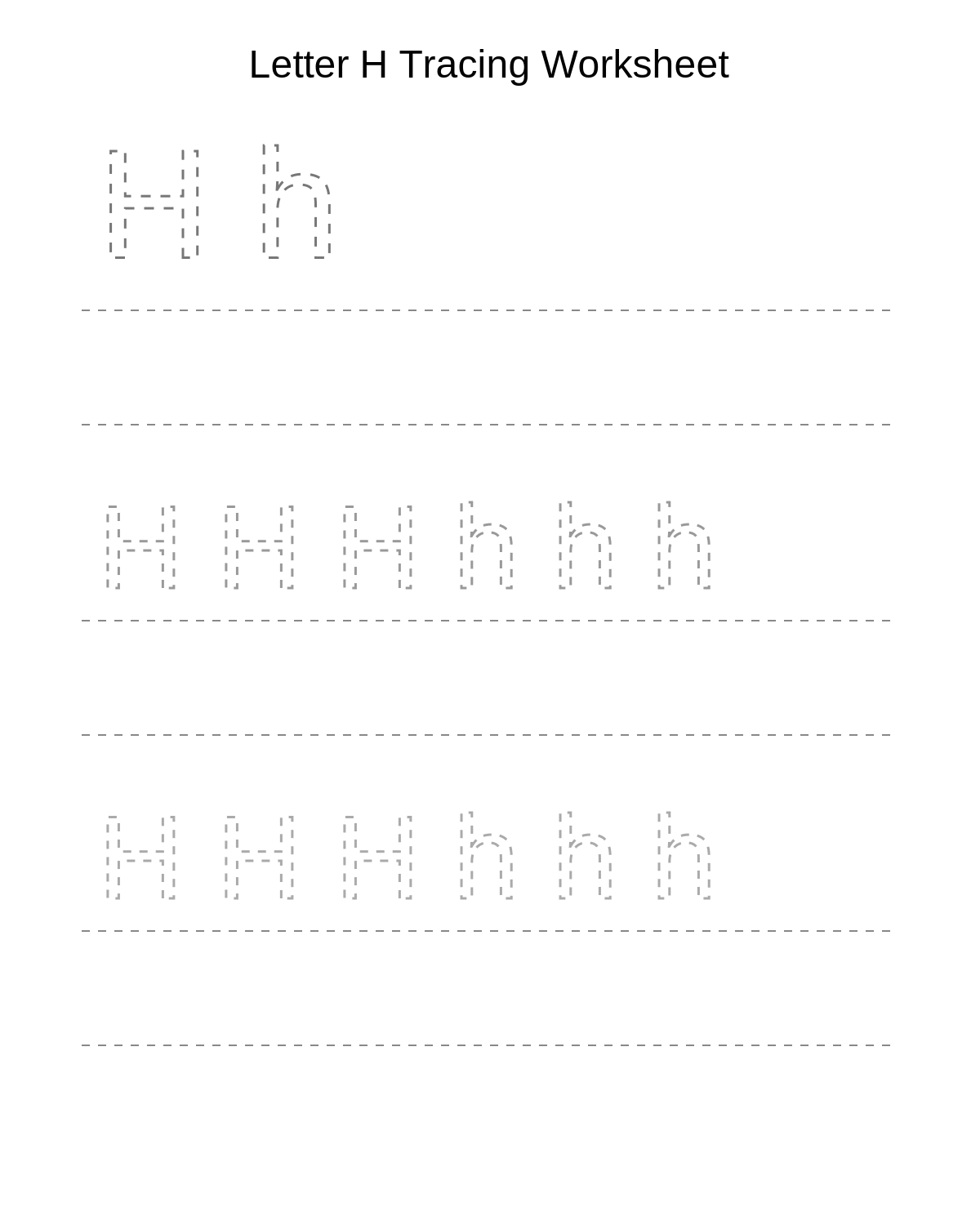 Letter H Tracing Worksheet