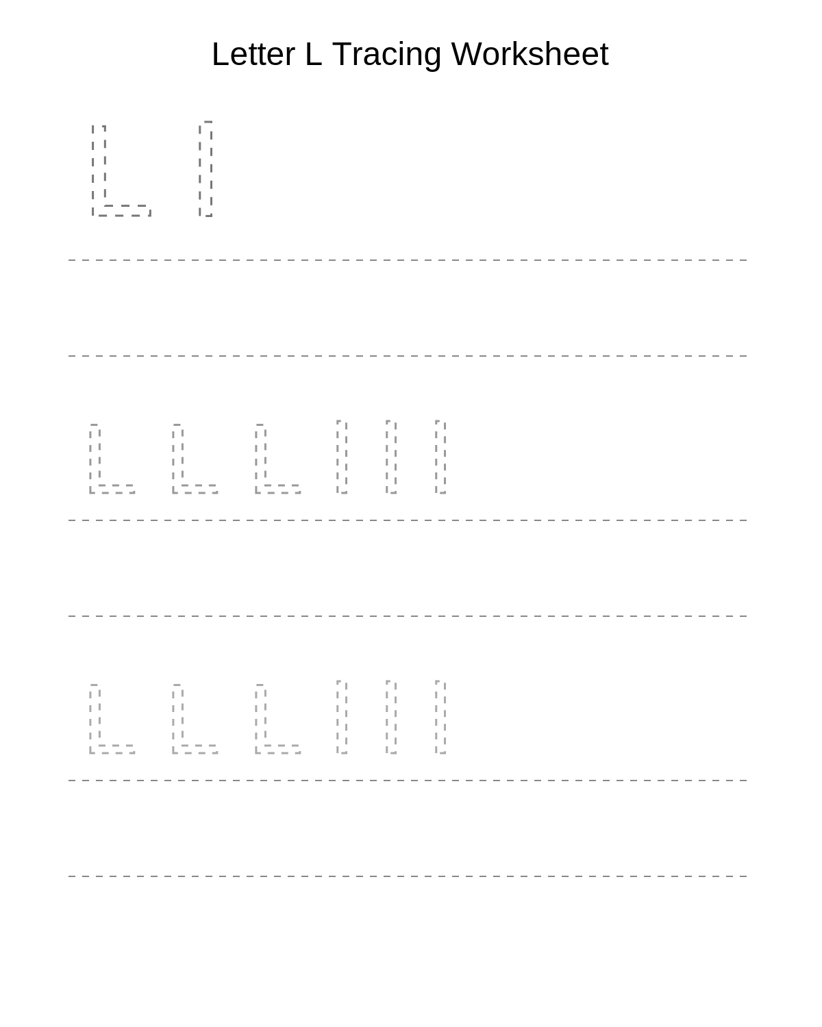 Letter L Tracing Worksheet