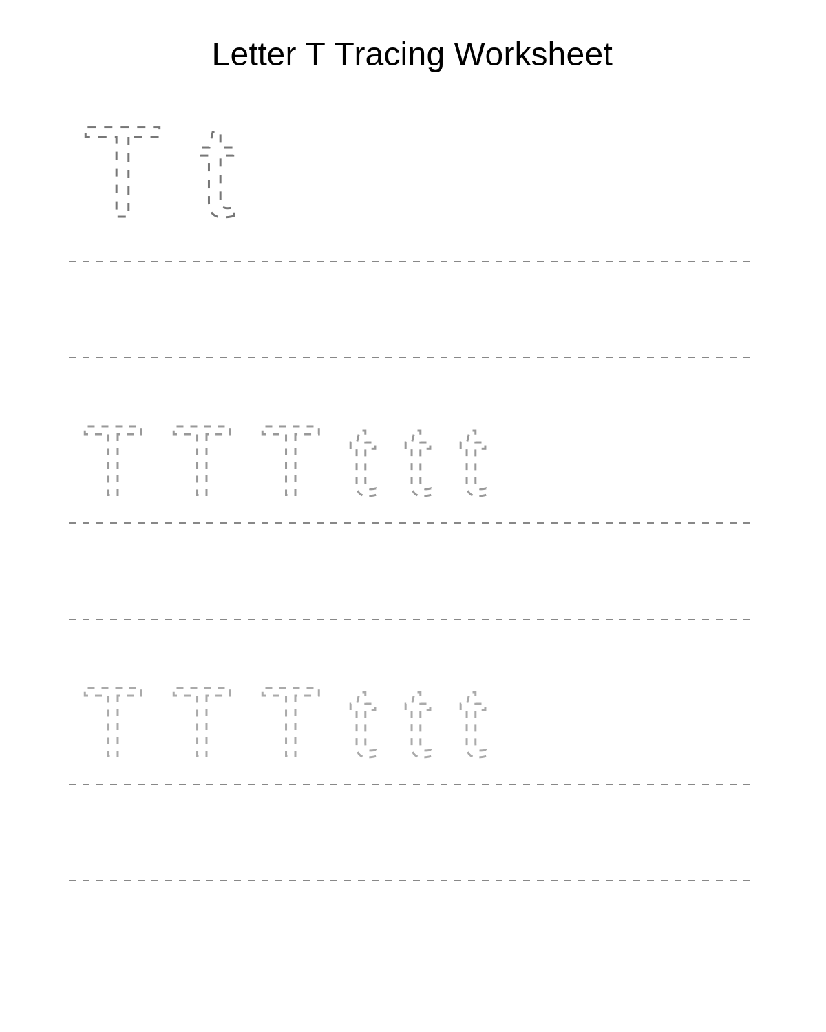 Letter T Tracing Worksheet