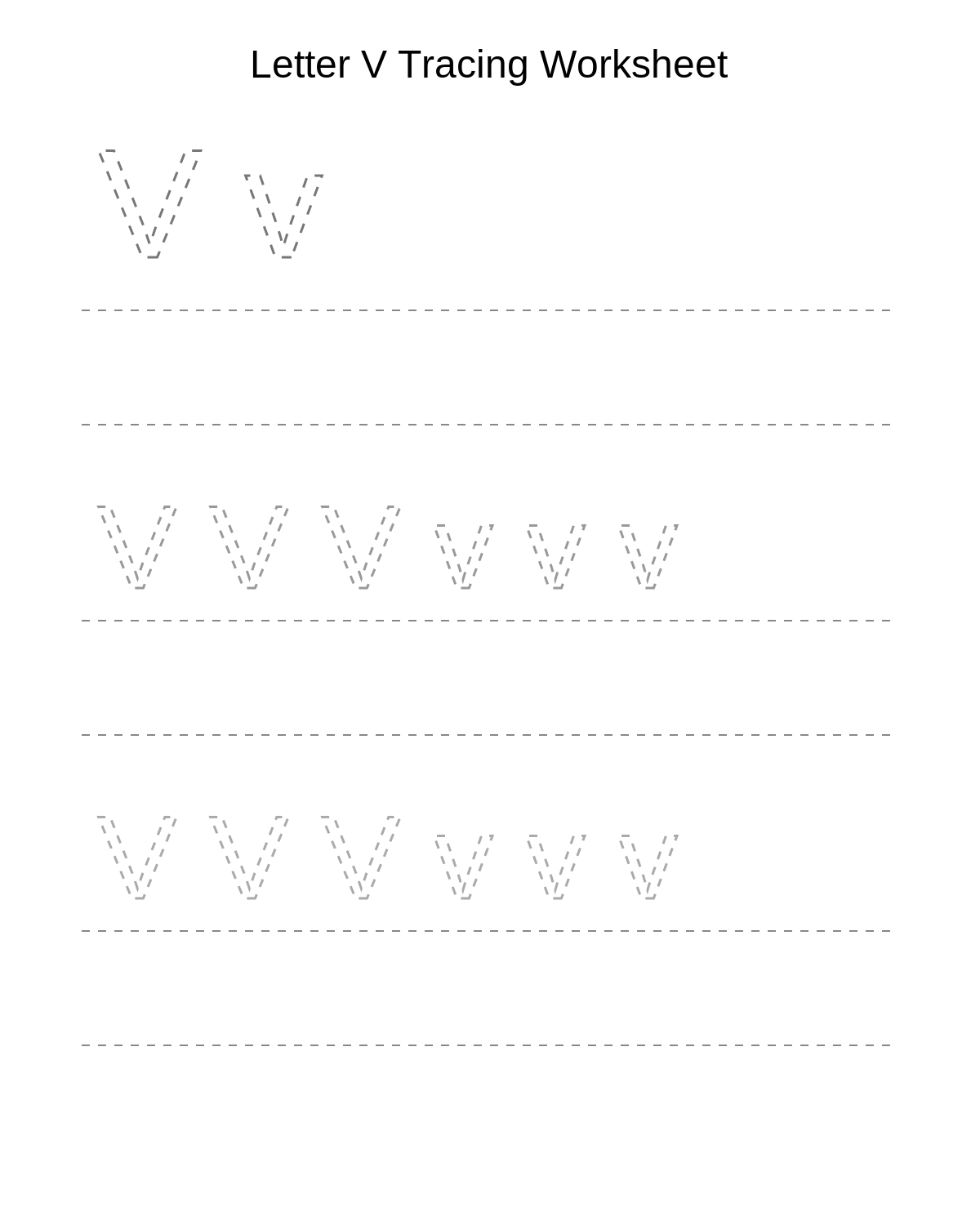 Letter V Tracing Worksheet
