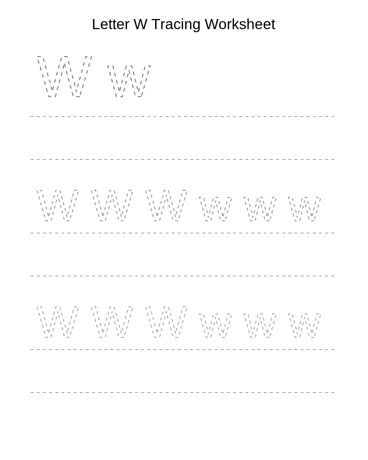 Letter W Tracing Worksheet