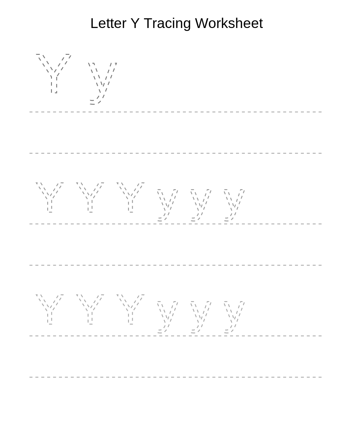 Letter Y Tracing Worksheet