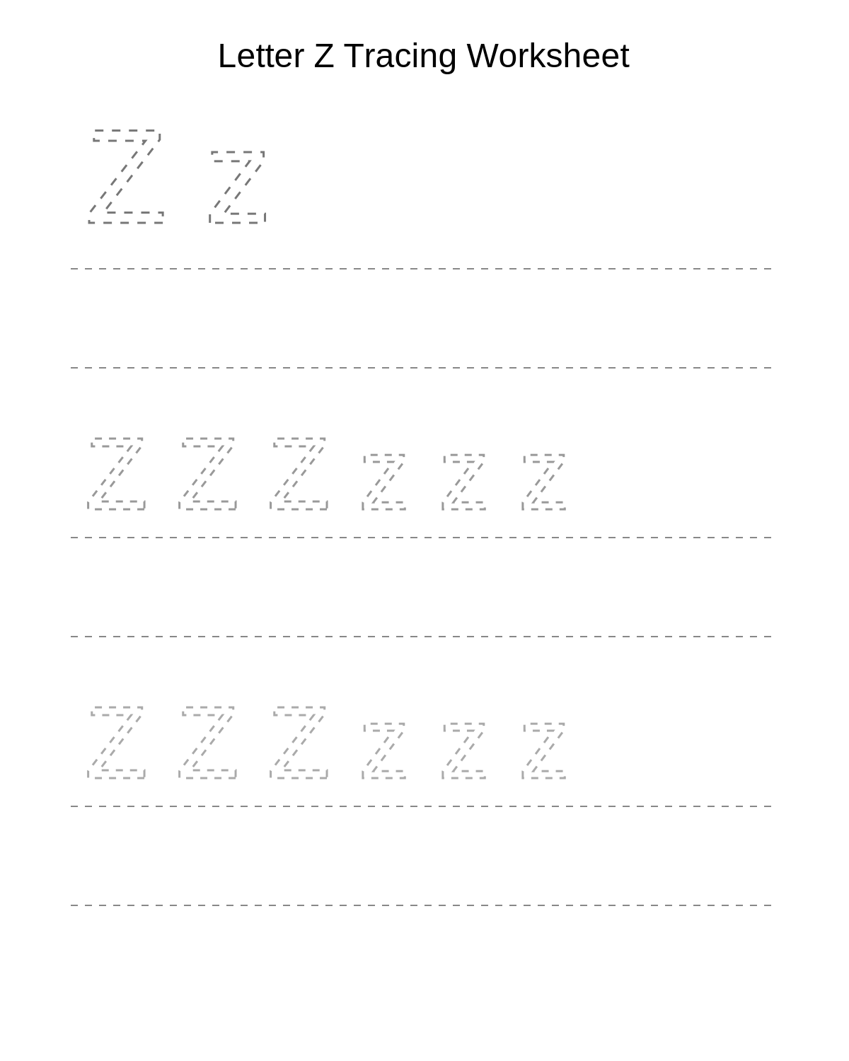 Letter Z Tracing Worksheet