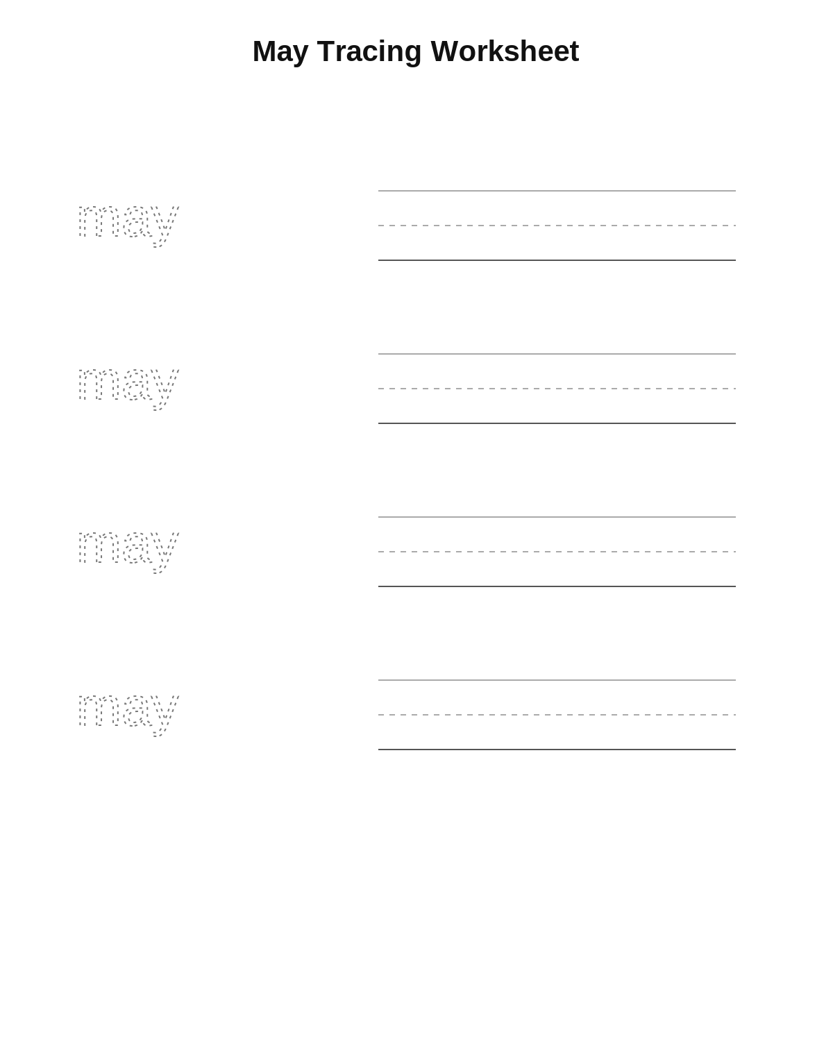 May Tracing Worksheet