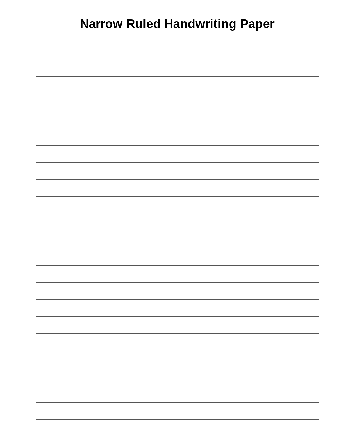 Narrow Ruled Handwriting Paper