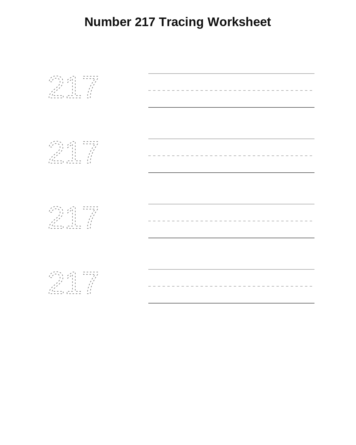 Number 217 Tracing Worksheet