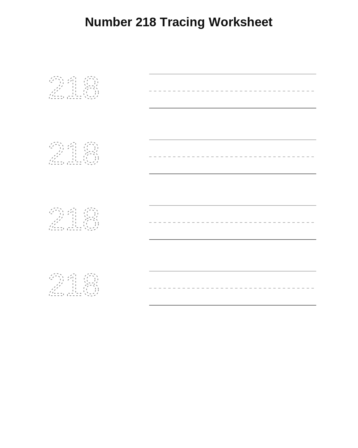 Number 218 Tracing Worksheet