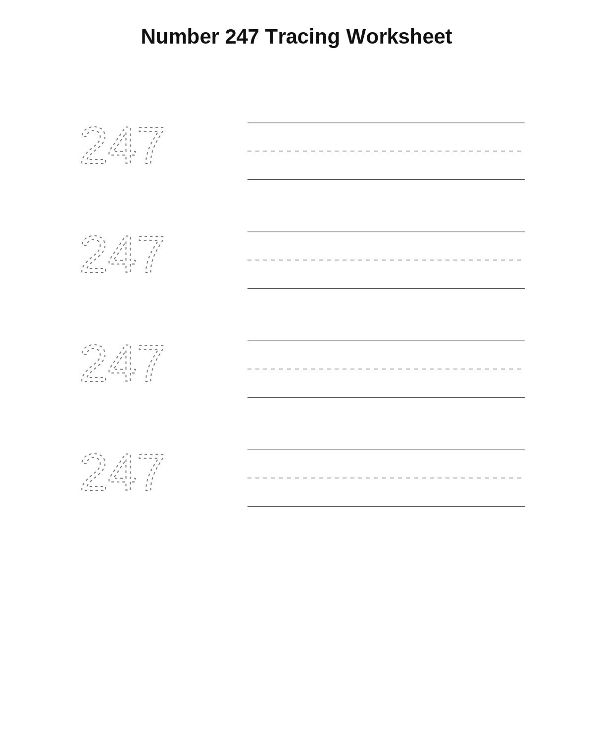 Number 247 Tracing Worksheet